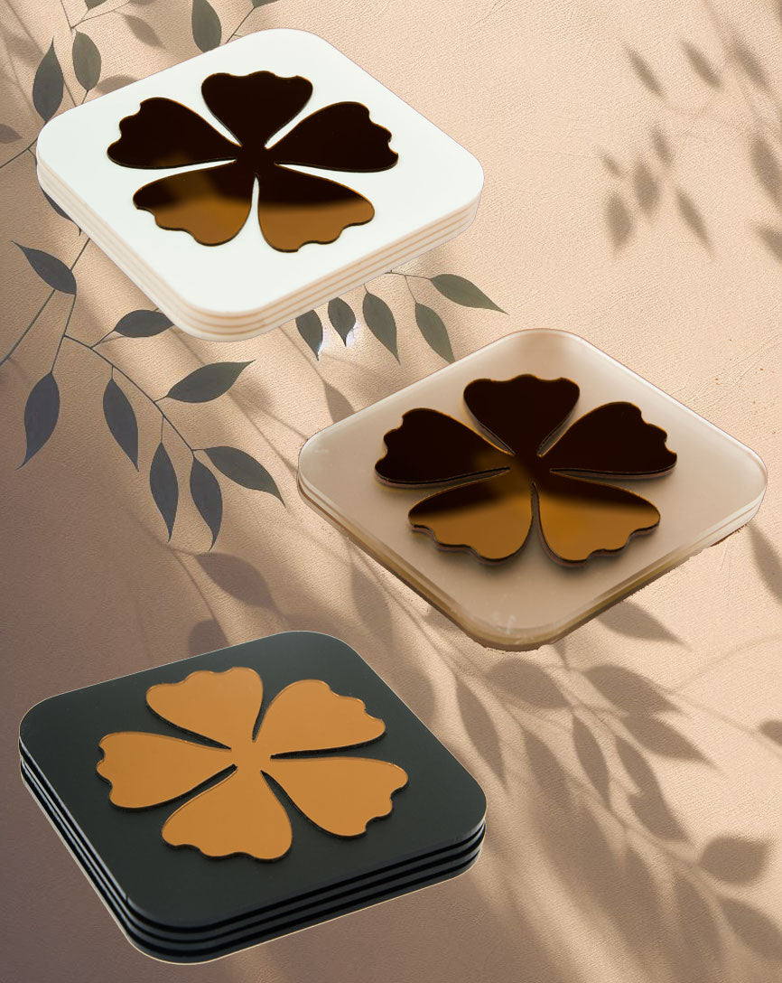 Clover Charm Copper Coasters