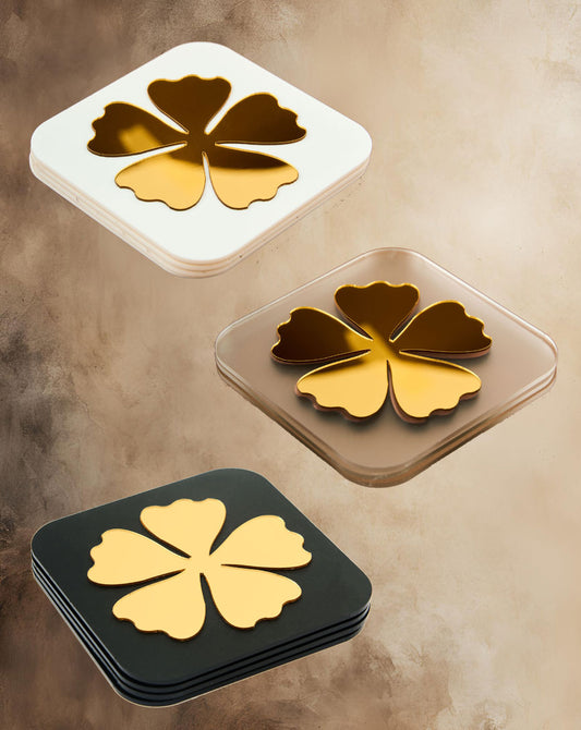 Clover Charm Gold Coasters