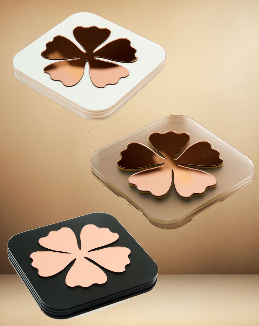 Clover Charm RoseGold Coasters