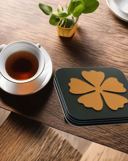 Clover Charm Copper Coasters