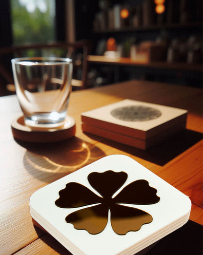 Clover Charm Copper Coasters