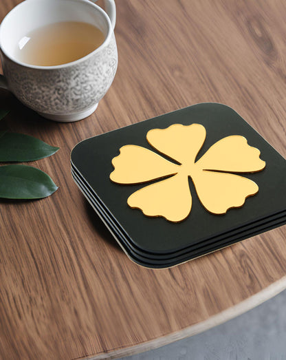 Clover Charm Gold Coasters