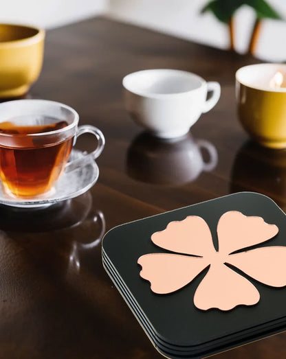 Clover Charm RoseGold Coasters