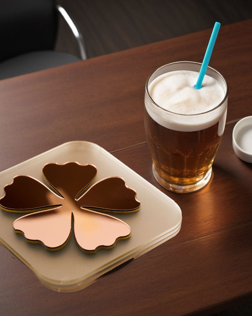 Clover Charm RoseGold Coasters