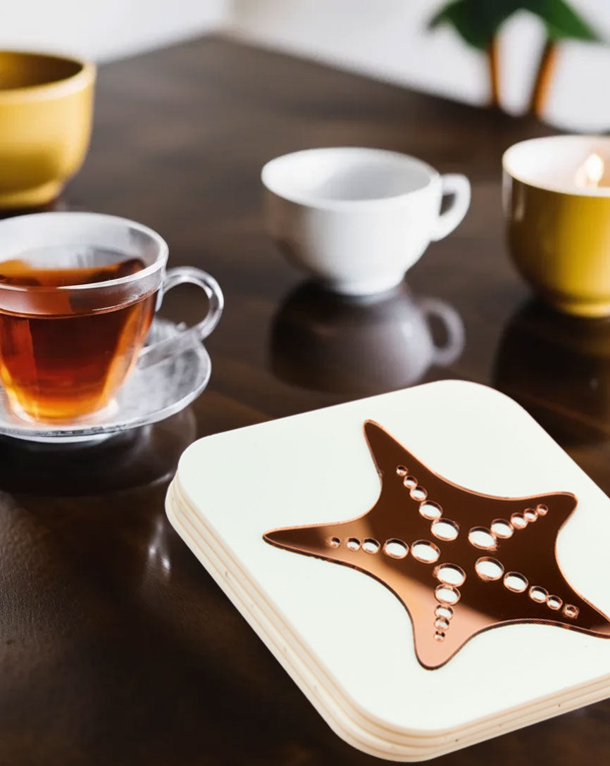 Cocoa Star Splash RoseGold Coasters