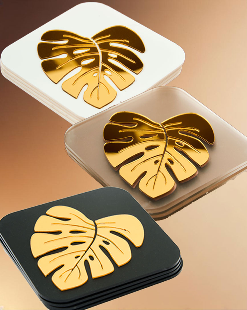 Exotic Jungle Leaf Gold Trivets